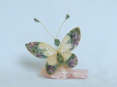 Schmetterling (± 8 cm) mit Amethyst, Aventurin, Türkis ,Bergkristall